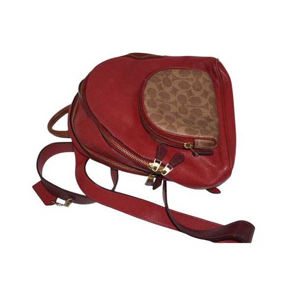 Coach 657 Carrie 23 Backpack Signature Colorblock Tan Red Apple Multi - Picture 11 of 14